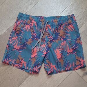 EUC Prana Swim Shorts Men's sz M Multicolored Palm Swim Trunks